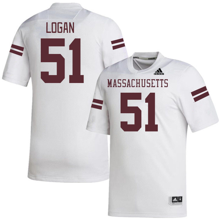 Massachusetts Minutemen #51 Kevin Logan College Football Jerseys Stitched-White